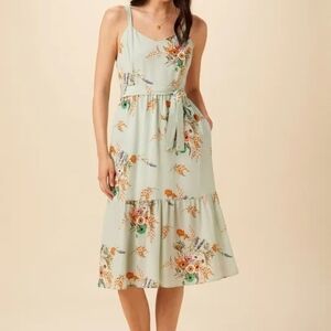 Amour Vert Alessandra Washable Silk Dress - Cannes Floral Size L New With Tags